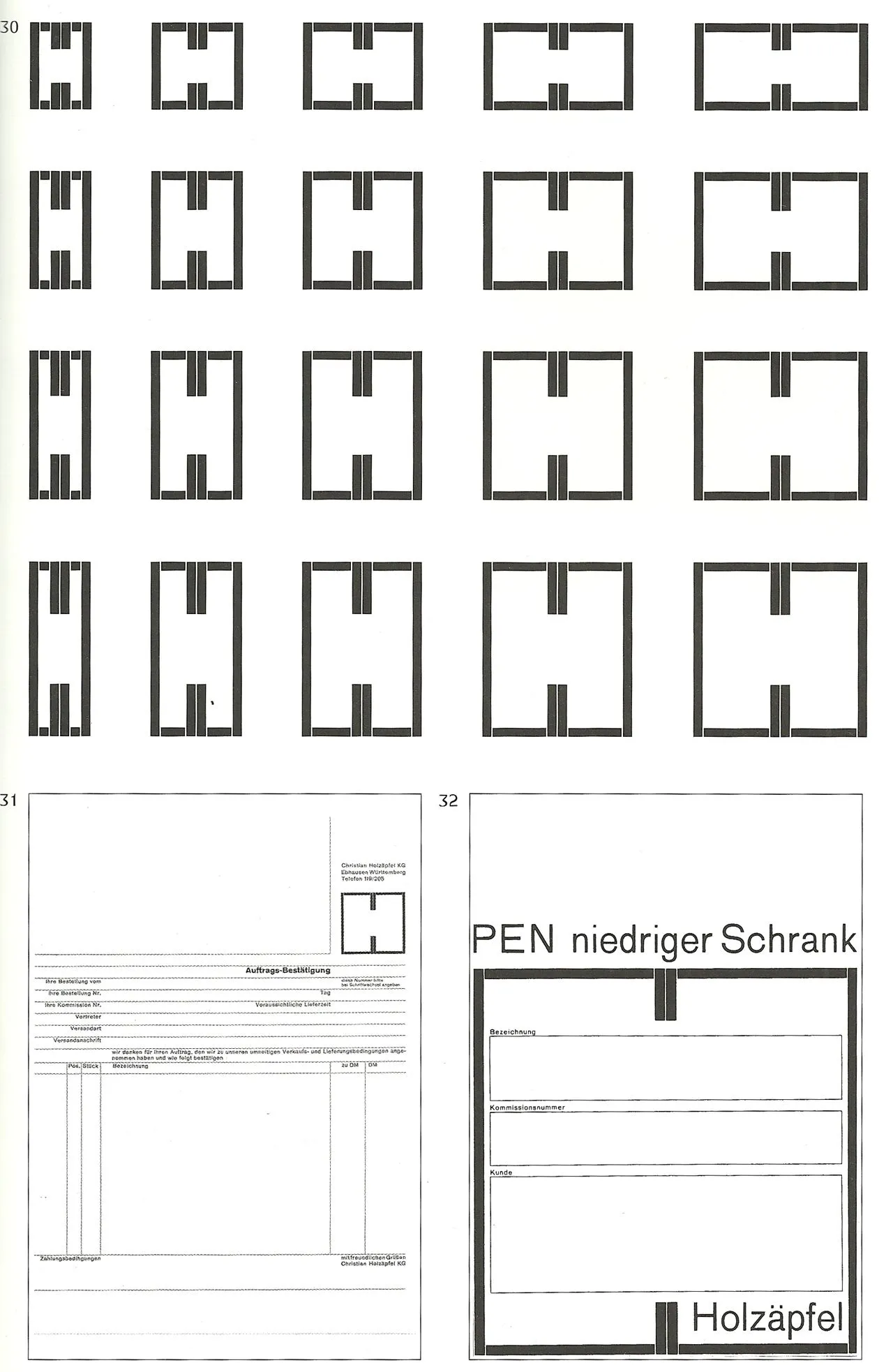 Karl Gerstner imagined in 1960 a logo system for Christian Holzäpfel’s identity, a furniture company. The trademark can be adapted regarding its size, its position in the design, or if it’s used as a signature or a container. These 20 variations can be replaced by a single Variable Font file.