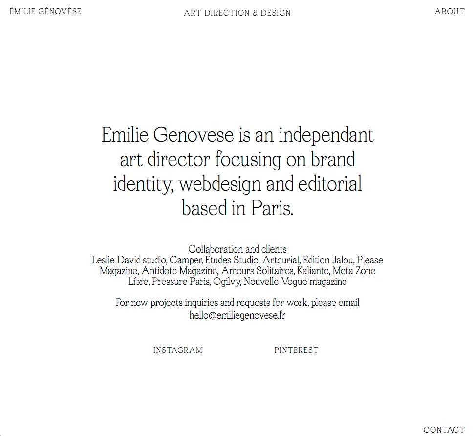 Emilie Génovèse portfolio website