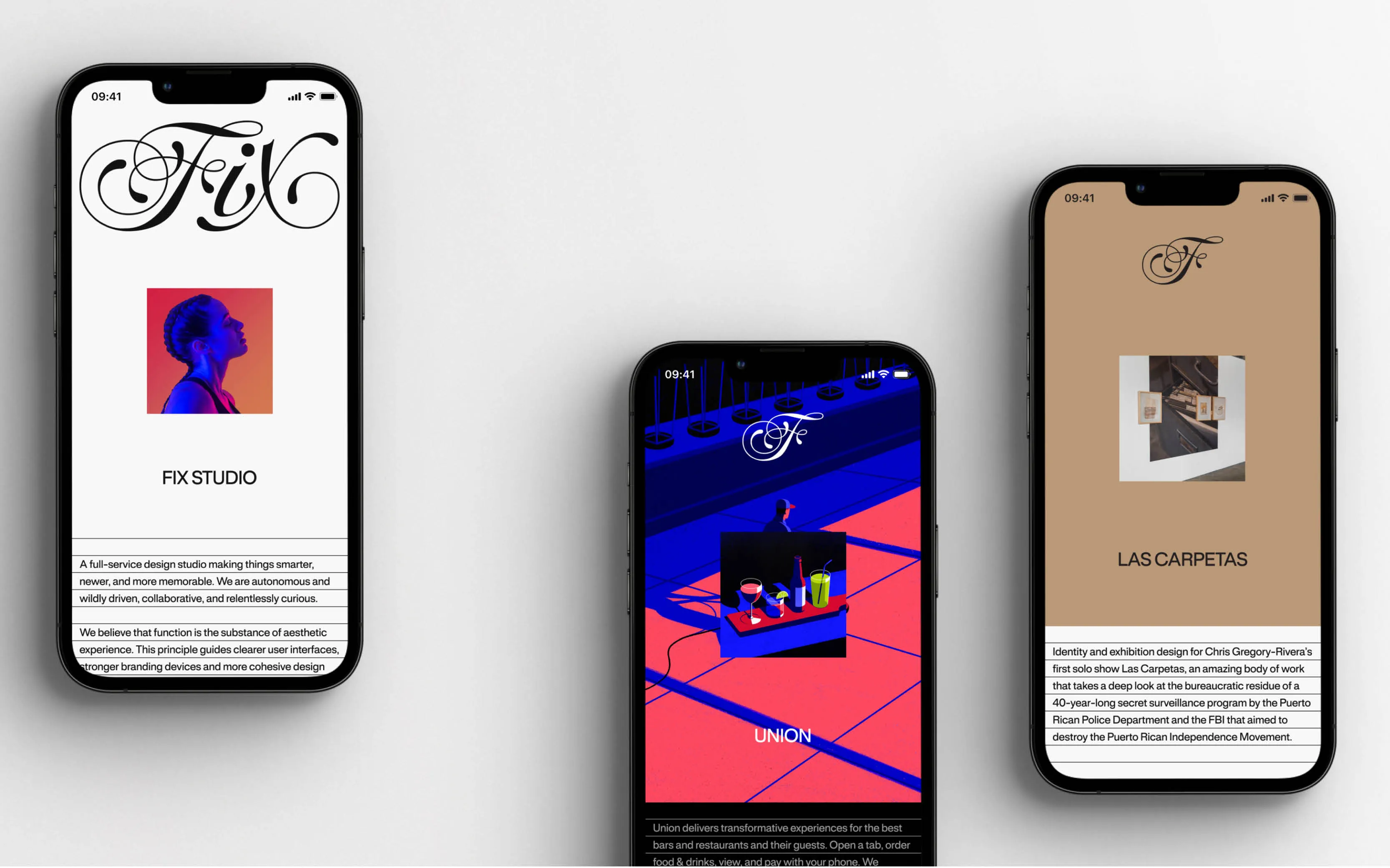 On a mobile app, the Fix wordmark in its text version is prefered, but at a smaller size, it’s the initial F set in micro version.