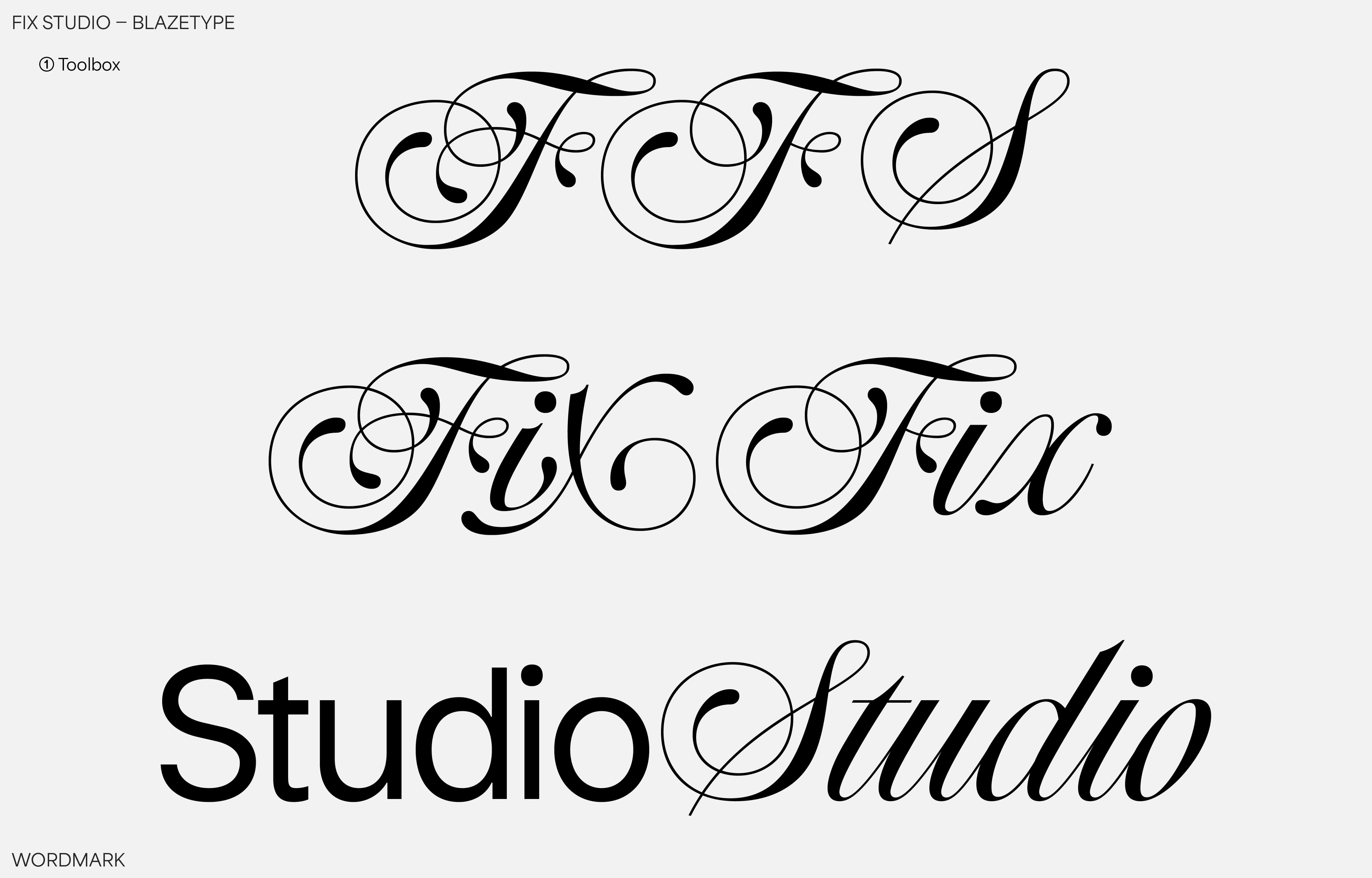 Fix Studio, custom logo design. A well tailored font with different axis to display perfectly on all types of screens.