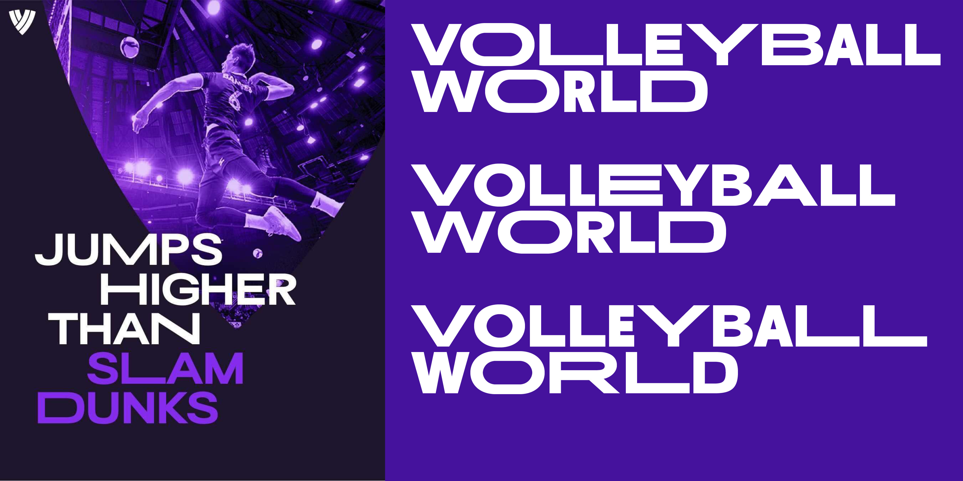 VolleyBall World is a custom font designed for Volleyball World company, commissioned by Ogilvy Amsterdam Lab, operating like a logo and for headline/display uses for this special identity.