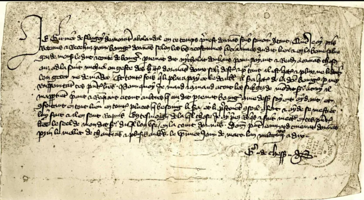 Act by the prévôt d’Ornans, 1391, Archives départementales du Doubs