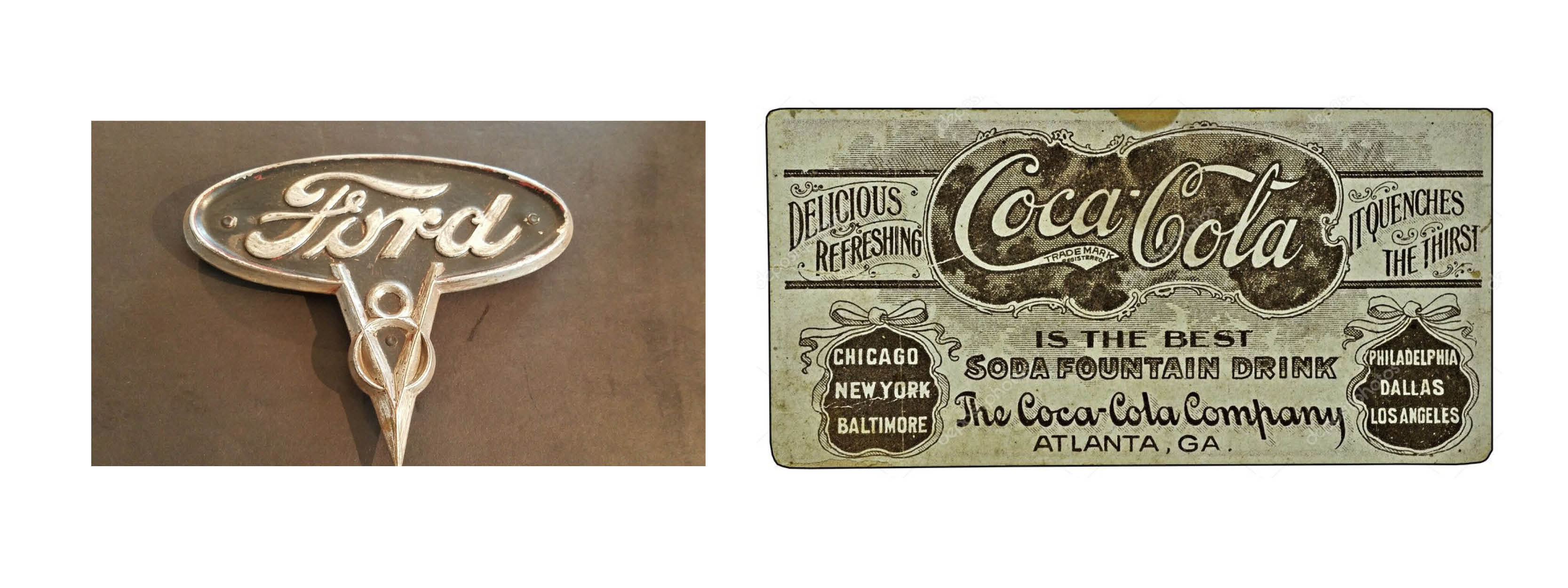 Both Ford and Coca-Cola logos are also pure examples of Spencerian script variations.