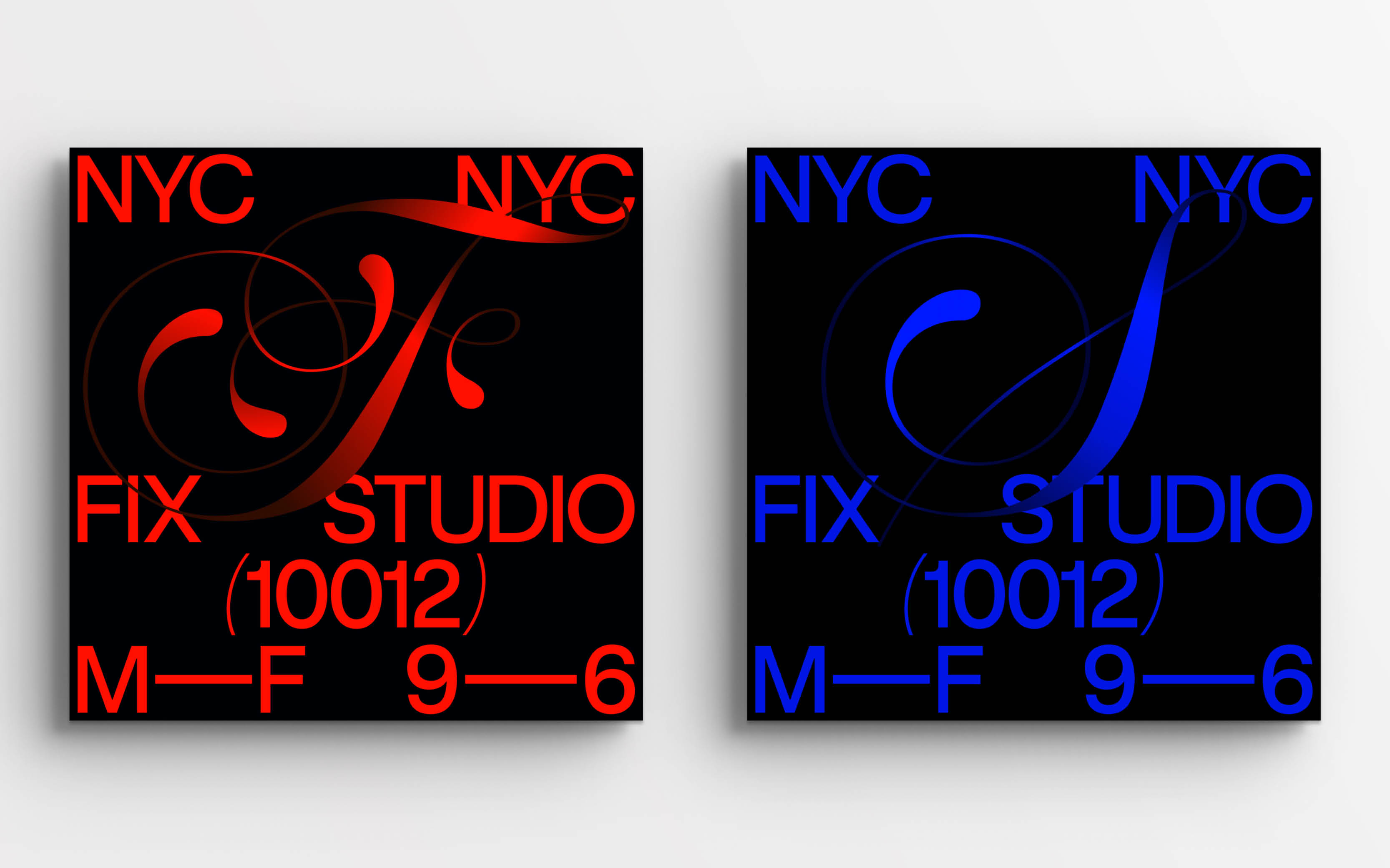 Fix Studio corporate identity using the corporate font : initials, wordmark and full logos are exploited.